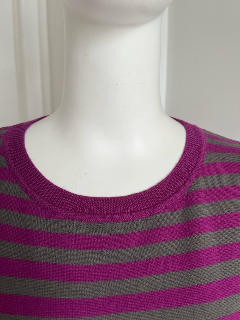 Marimekko Women’s Oversized Knit Sweater Dress Sz M Pink Grey Striped 100% Wool - Picture 5 of 10